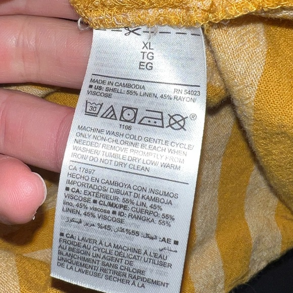 NWOT Old Navy Linen Blend Striped Mustard Yellow Popover Top Tunic Size XL - Picture 10 of 11